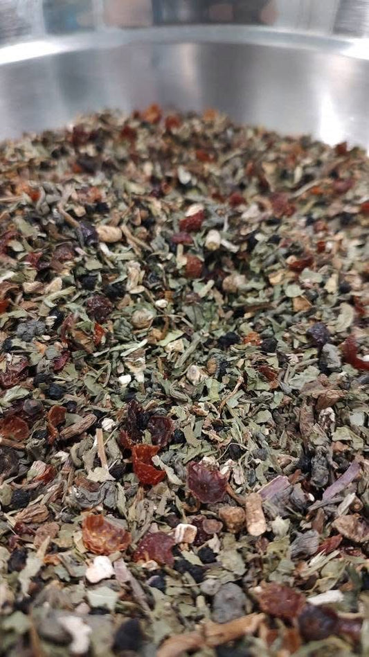 Dandelion Gunpowder Tea w/Rosehips and Elderberry